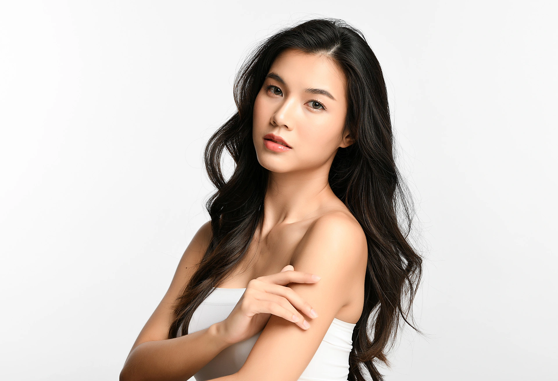 Woman in a white top